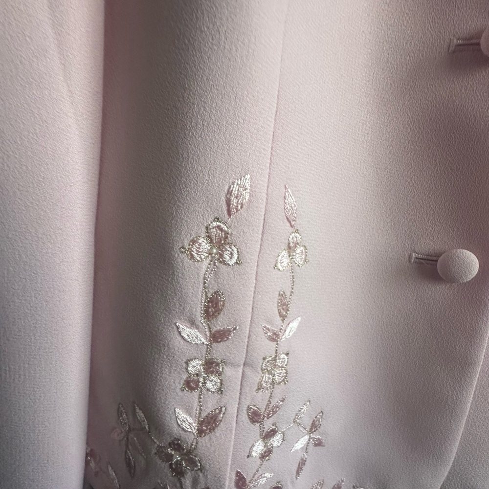 Vintage Kasper A.S.L. Petite Pink Embroidered Blazer Jacket - 12P - Picture 3 of 3